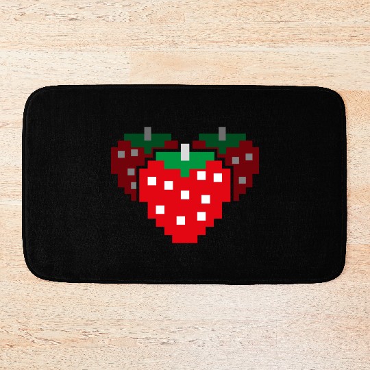 8 Bit Pixel Strawberry 80s Video Game 100 Days of Bath Mats