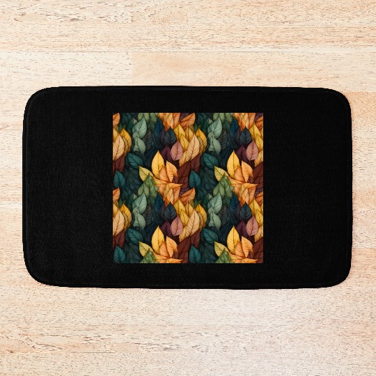 Colorful Fall Leaves Pattern Bath Mats