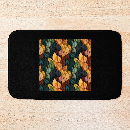 Colorful Fall Leaves Pattern Bath Mats