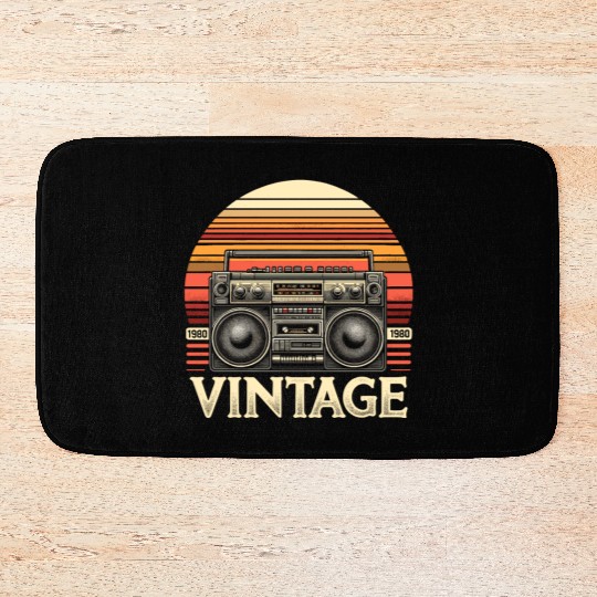 Vintage Boombox Old School 80s Music Retro Bath Mats