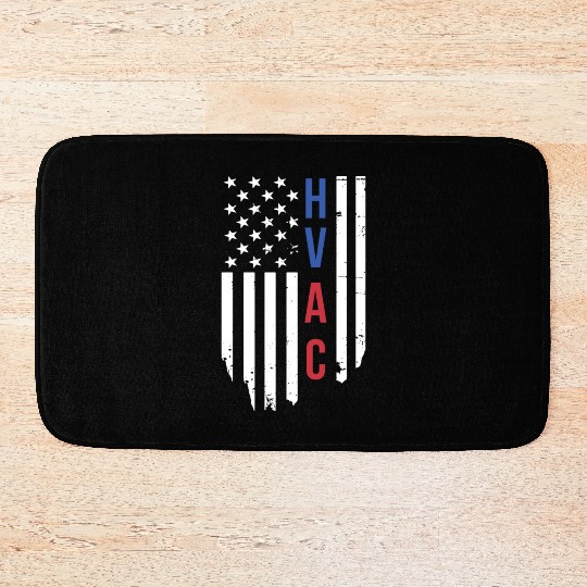 HVAC Technician US American Flag HVAC Mechanic Bath Mats
