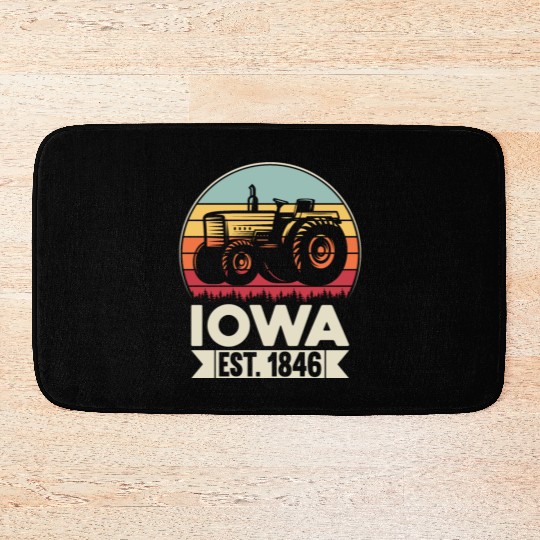 Iowa Vintage Tractor Farmer Gifts Bath Mats