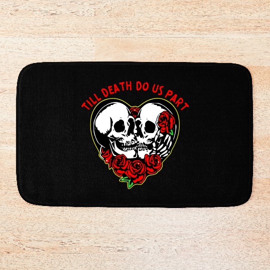 Heart Skulls Till Death Do Us Part © WhiteTigerLLC Bath Mats
