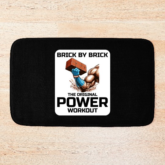 Bricklayer Bricklaying Humor Power Workout Funny Bath Mats