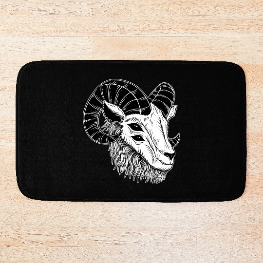 Dark Devil Goat Horn Head Bath Mats
