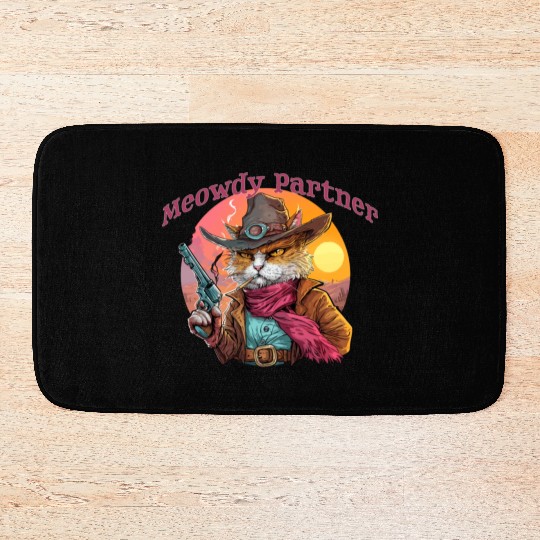 Purrfect Outlaw Showdown - Meowdy Partner Bath Mats