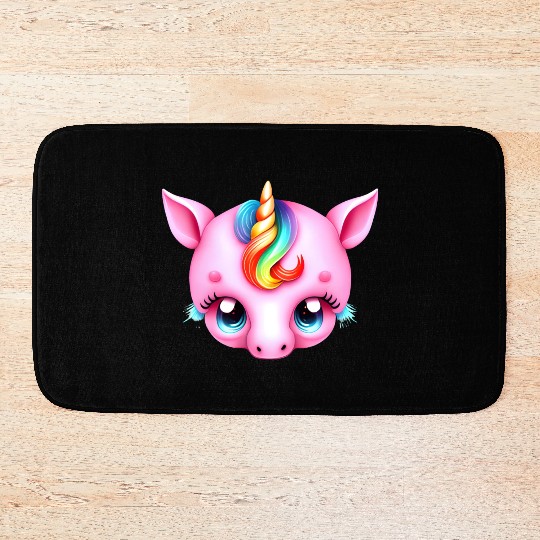 Pink Baby Rainbow Unicorn Head Bath Mats