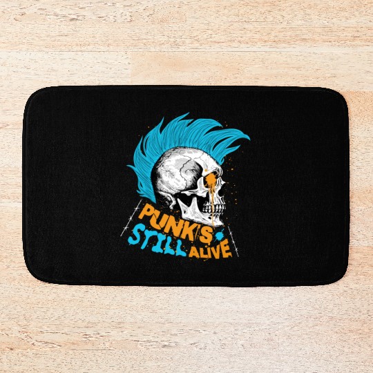 Punk's still alive - gift skull punk rock man teen Bath Mats