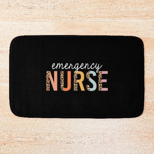 Emergency Nurse Leopard Print Er Nurse Nursing Sch Bath Mats