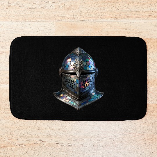 Enchanted Knight's Helmet - Stained Glass Armor Bath Mats