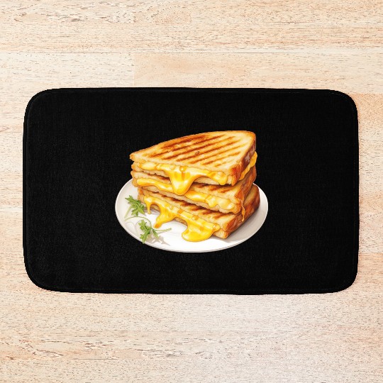 Plate of Grilled Cheese Sandwich Bath Mats