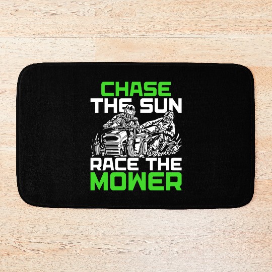 Lawn Mower Racing Chase The Sun Race The Mower Bath Mats
