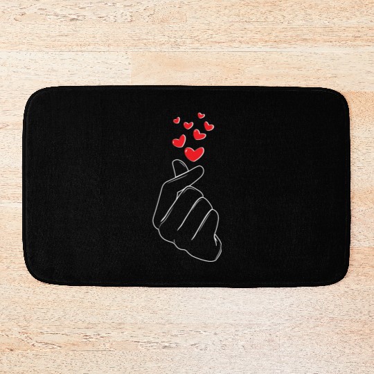 Korean Finger Heart K-Pop Love K-Drama Bath Mats