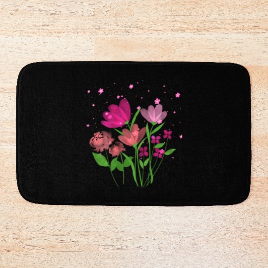 Pink Cosmos flowers Bath Mats