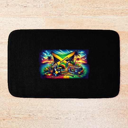 Jamaica Caribbean Reggae Music Design Bath Mats