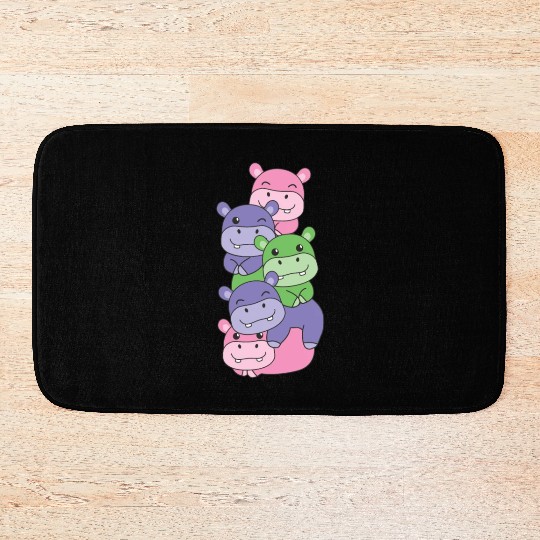 Trigender Flag Pride Lgbtq Cute Hippo Bath Mats
