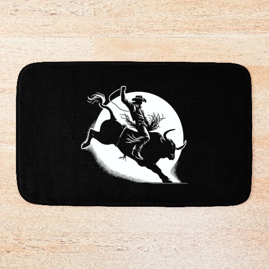 Rodeo Bull Riding Livestock Show Farmer Cattle Bath Mats