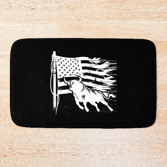 Rodeo Bull Riding Livestock Show Farmer Cattle Bath Mats