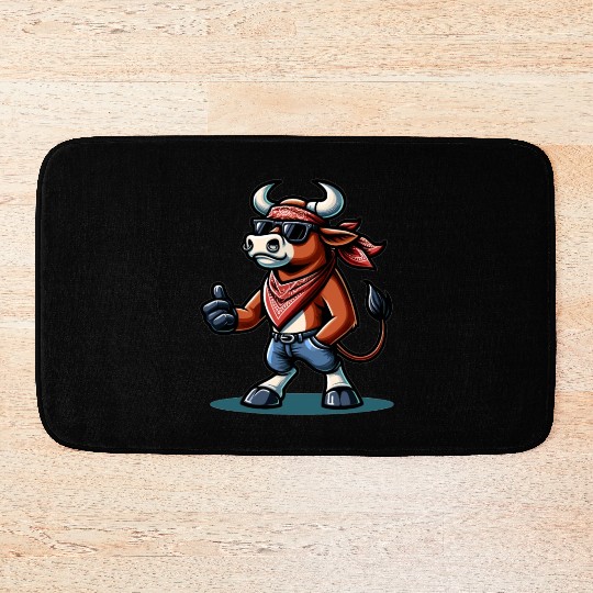 Rodeo Bull Riding Livestock Show Farmer Cattle Bath Mats
