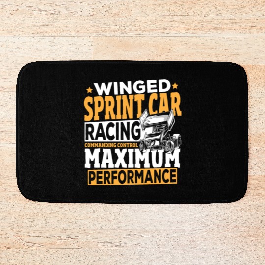 Winged Sprint Car Racing Commanding Control Bath Mats