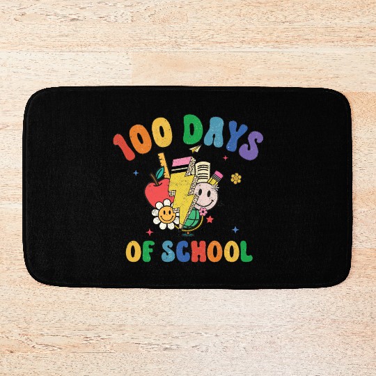 100 Days of School Retro Teacher Student Bath Mats