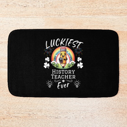 Luckiest History Teacher School Bath Mats