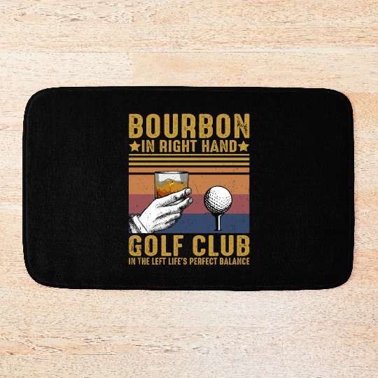 Bourbon Golf Funny Golfer Bourbon Lover Bath Mats