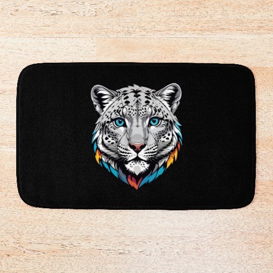 Majestic Snow Leopard Portrait - Exotic Wildlife Bath Mats