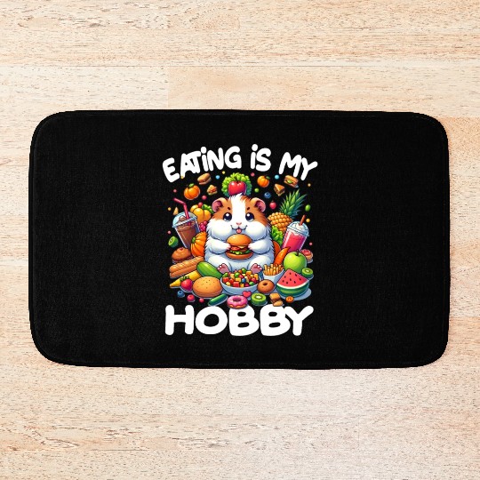 Cute Guinea Pig Kawaii Cavy Eating Burger Bath Mats