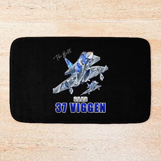 Saab 37 Viggen Swedish Multi Combat Aircraft Bath Mats