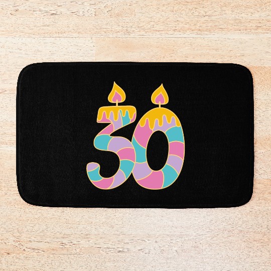 Happy Birthday 30th Age Number Bath Mats