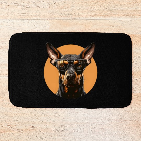 Doberman natural ears Bath Mats