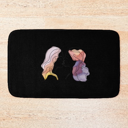 Lesbian Couple Simple Minimalistic Drawing Bath Mats