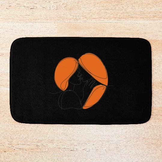 Elegant Lesbian Couple Kissing Line Drawing Bath Mats