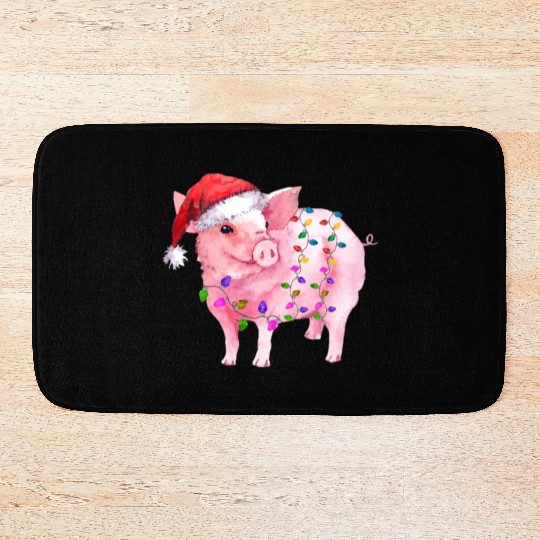 Pig Christmas Light Bath Mats