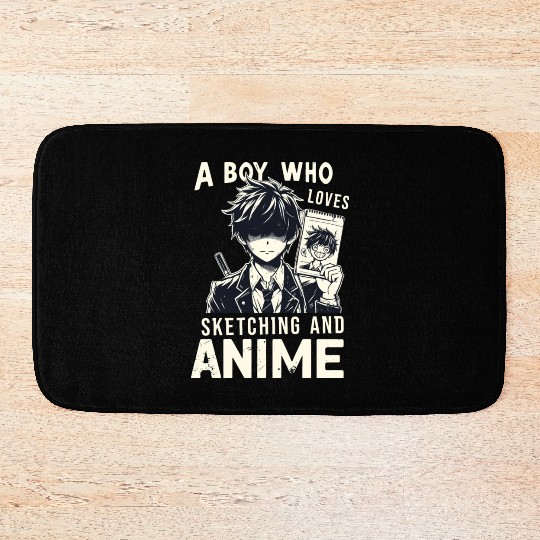 A Boy Who Loves Sketching And Anime Japanese Manga Bath Mats