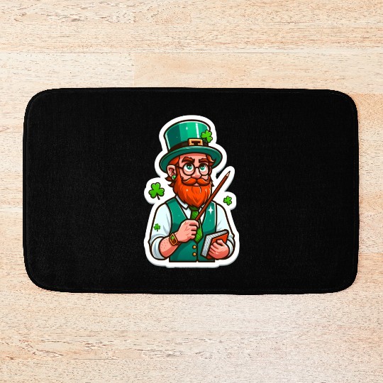 Irish bearded teacher, funny st patricks day Bath Mats