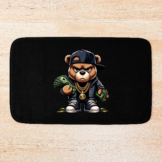 teddy bear with money Bath Mats