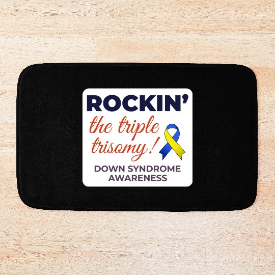 Down Syndrome Awareness Triple Trisomy Rock Bath Mats