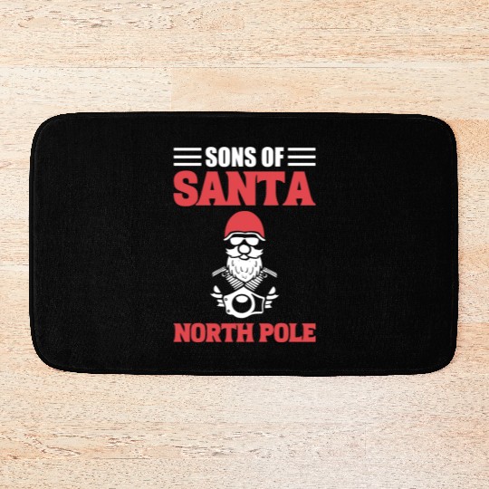 Sons Of Santa North Pole Motorcycle Rider Bath Mats