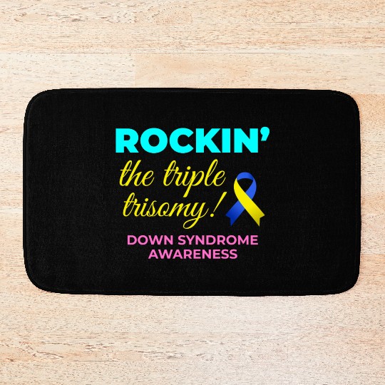 Down Syndrome Awareness Triple Trisomy Rock Bath Mats