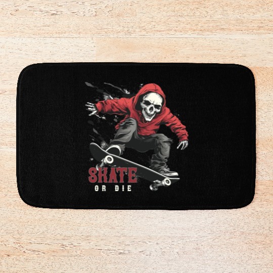 Skeleton Skull Skater Skateboarder Skateboard Bath Mats
