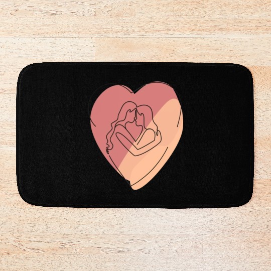 Lesbian Couple in Heart Bath Mats
