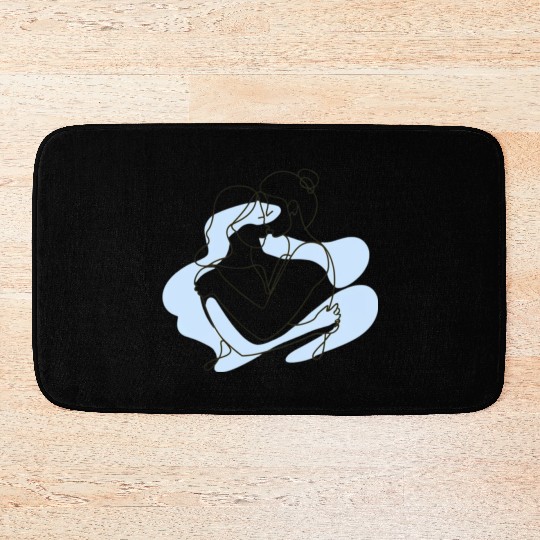 Abstract Line Art Lesbian Couple Bath Mats