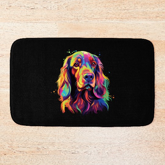 Watercolor Colorful Irish Setter Bath Mats