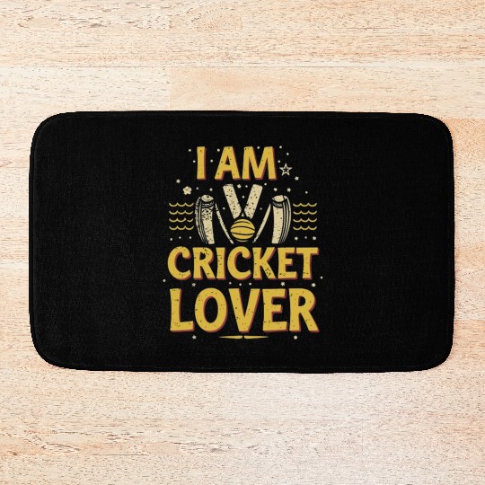 i am cricket lover Bath Mats