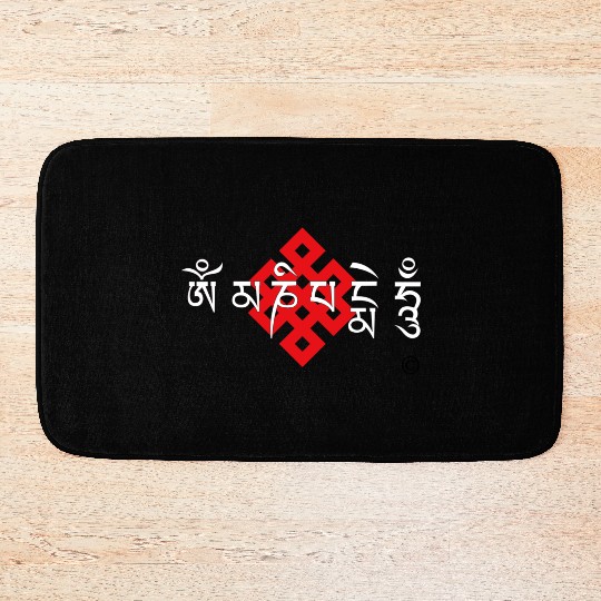 Auspicious knot and six character motto Bath Mats