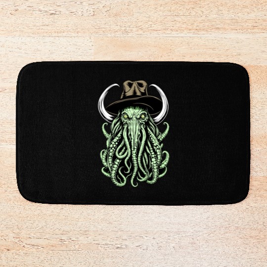 Bizarre Fusion: Cowboy Hatting Cow Cthulhu Bath Mats