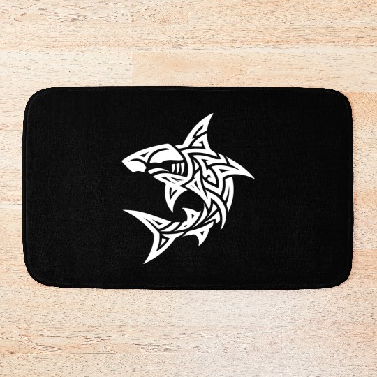 Tribal Hammerhead Shark Style Diver Fan Tattoo Bath Mats