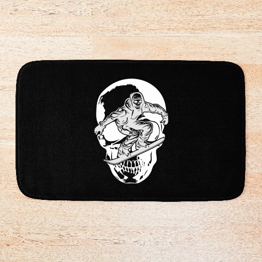 Snowboarding Skull Skeleton Big Mountain Boarding Bath Mats